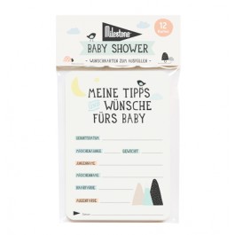 Baby Shower – Wunschkarten zum Ausfüllen von Milestone – Design „Over the moon“