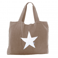 Beach Bag - Taupe mit Stern weiß